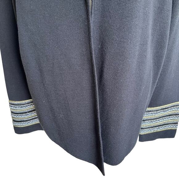 Chico's Cardigan Sweater Heidi Size L/XL Black Heidi Embellished Beaded Military - Picture 3 of 16